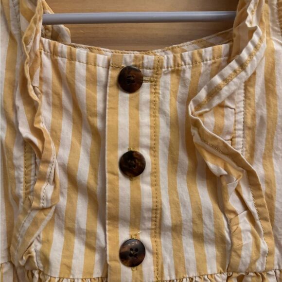 Hanna Andersson Size 100/4 Mustard Yellow Pinstripe Sleeveless Dress - Picture 6 of 12